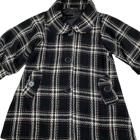 Hazel Retro Vibes Plaid 3/4 Puff/Balloon Sleeve Swing Coat Women's Size Medium - Picture 2 of 10